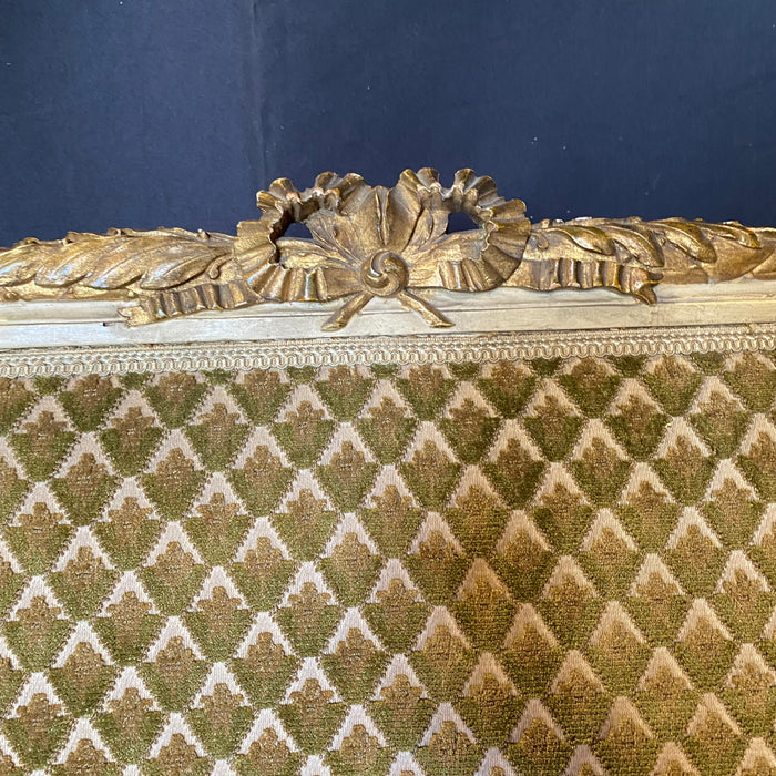 19th Century Fine French Louis XVI Carved Sofa, Loveseat or Canapé with Original Cream and Gold Gilt Paint