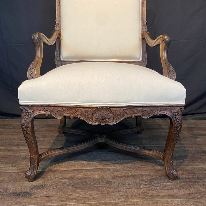 Antique French Louis XV Pair of Chairs or Fauteuils Carved 19th Century
