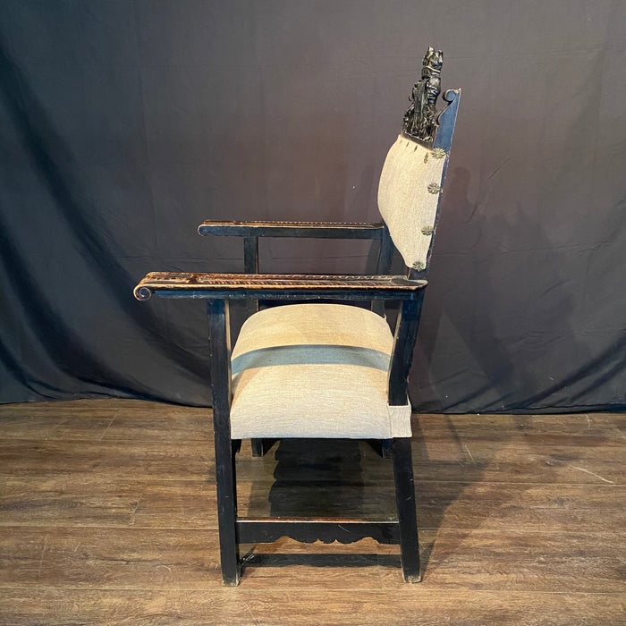 Pair 18th Century British Baroque or Renaissance Revival Armchairs or Fauteuils