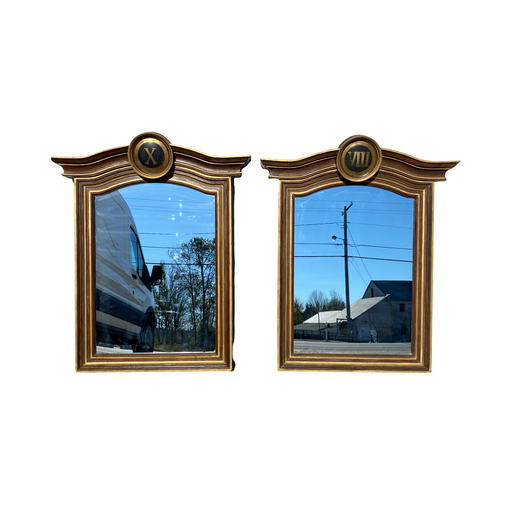 Museum Quality Pair of Historic French 19th Century Church Placards or Plaque Frame Mirrors