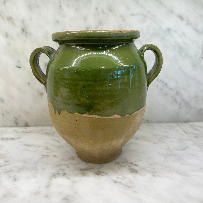 French Confit Pot with Green Glaze from the 19th Century #8883