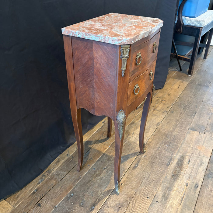 French Pair Marble Top Nightstands or Bedside Tables, or Side Tables Louis XV