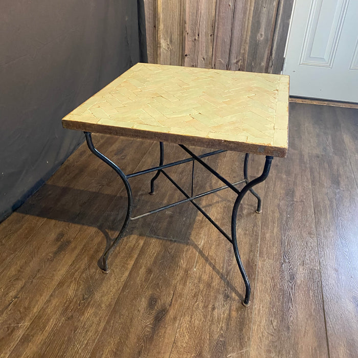 Early Mosaic Bistro Side Table with Antique Iridescent Tiles Indoor or Outdoor for Garden