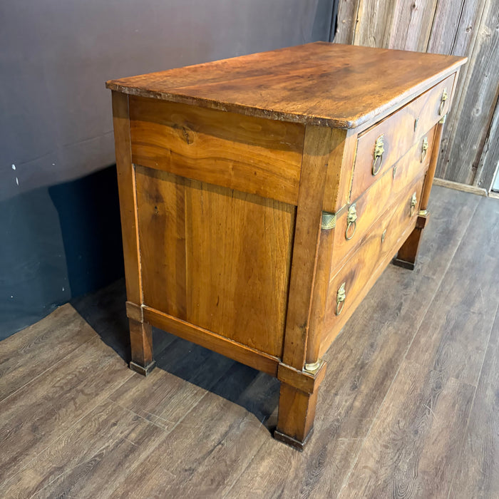 19th Century French Walnut Commode, Dresser or Chest of Drawers with Lion-Head Pulls