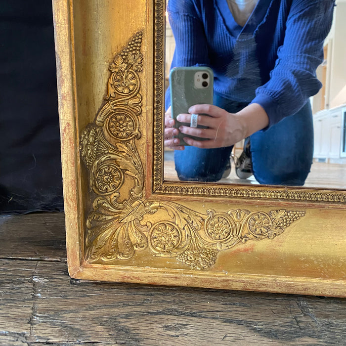 French Empire Gold Giltwood Wall Mirror 19th Century