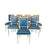 Set of Eight French Louis XVI Painted Dining Chairs in Blue Leather Circa 1920