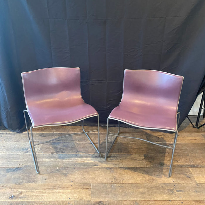 Pair of Mid Century Modern Knoll Handkerchief Chairs by Massimo and Lella Vignelli in Plum Purple