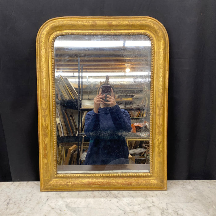 French Gold Wall Mirror Louis Philippe Gold Leaf Giltwood 19th Century