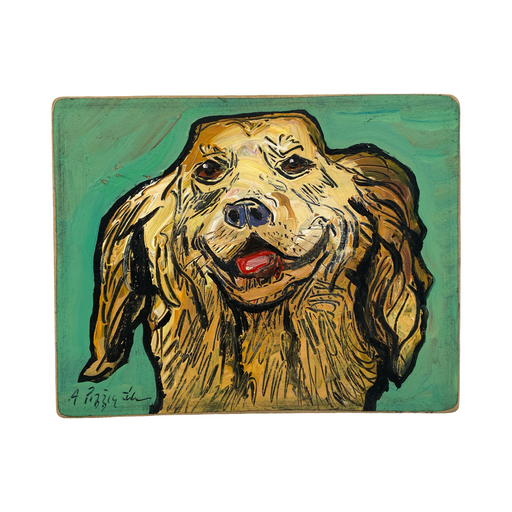 Dog Portrait Original Oil British of a Golden Retriever Signed Pet Portrait