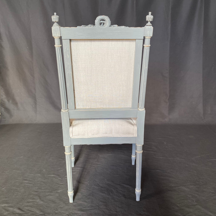 French 19th Century Pair of Louis XVI Neoclassical Painted Side Chairs or Dining Chairs