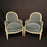 Pair of Antique French Louis XVI Armchairs or Bergere Chairs in Original White Paint and Blue Mohair Upholstery