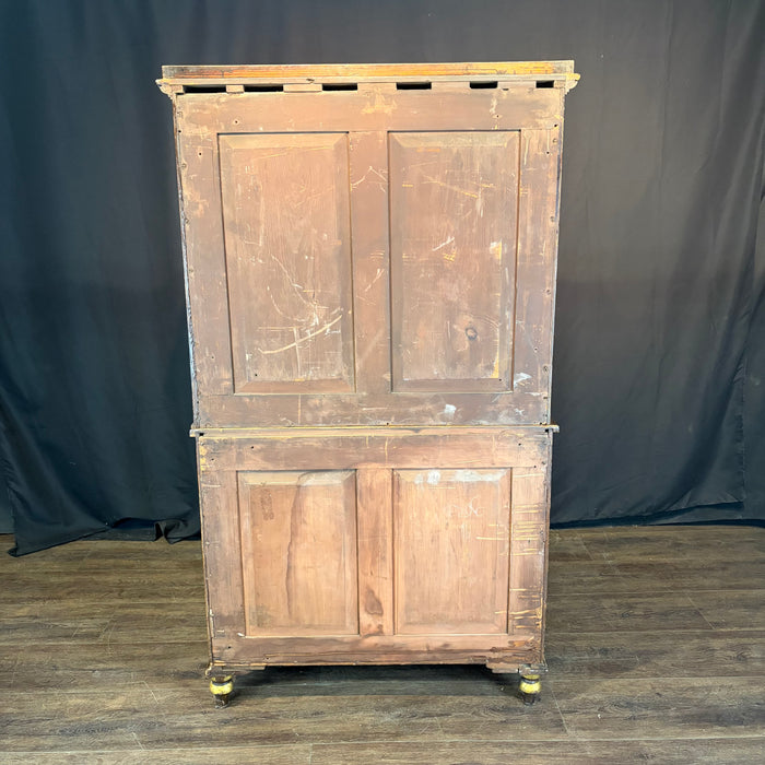 Early 19th Century English Regency Faux Rosewood Secretary Bookcase with Writing Drawer