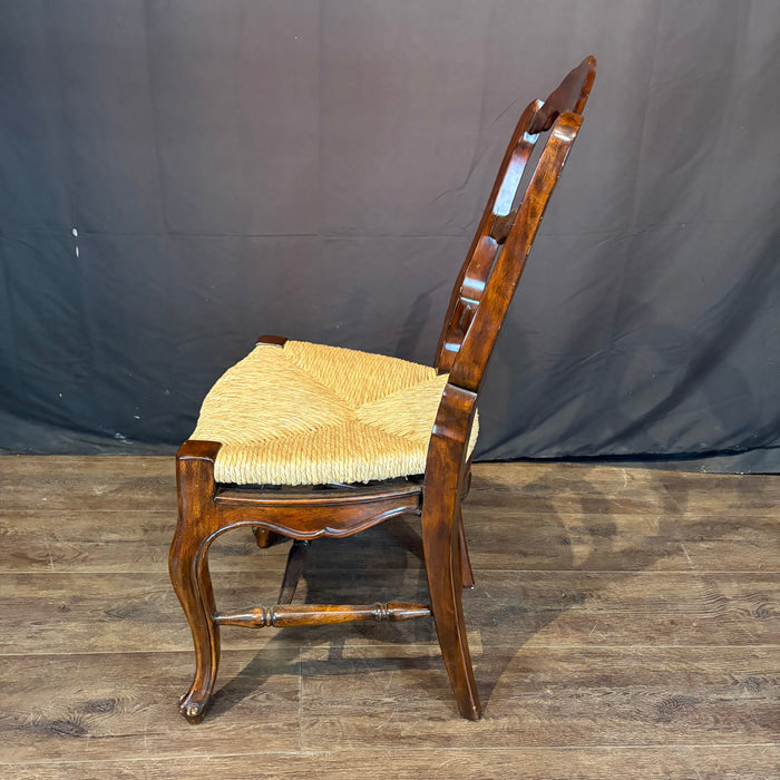 Set of Eight French Louis XV-Style Walnut Dining Chairs with Rush Seats