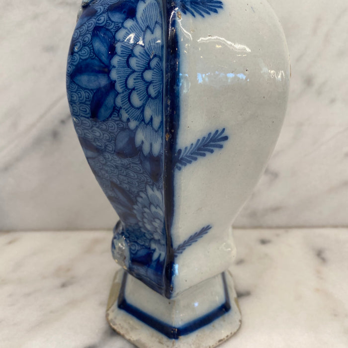 Early Antique Dutch Delft Blue and White Floral Vase, Netherlands