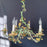 Vintage Italian Tole Painted Floral 6-Arm Chandelier With Flowers, Vines and Leaves