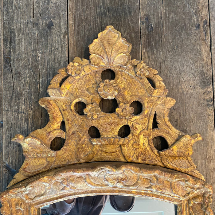 French 19th Century Louis XVI Gold Gilt Wood Bridal Mirror