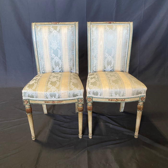 Pair of French Neoclassical Painted Louis XVI Side Chairs or Accent Chairs