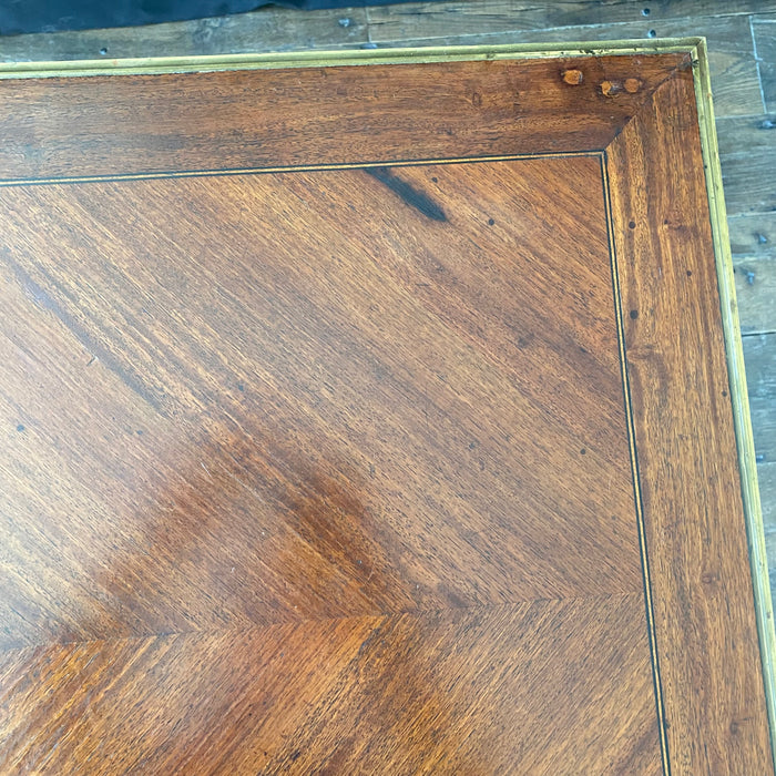 French Inlaid Game Table with Reversible Felt Top and Original Backgammon and Other Game Pieces