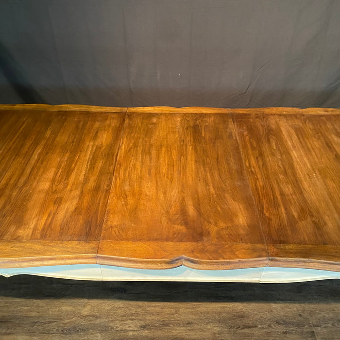 French Provincial Louis XV Style Painted Farmhouse Extendable Dining Table