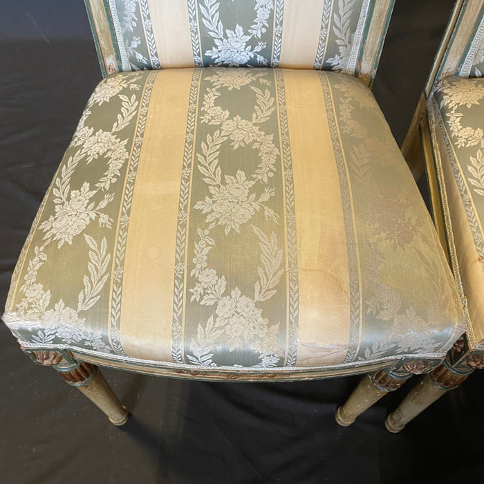 Pair of French Neoclassical Painted Louis XVI Side Chairs or Accent Chairs