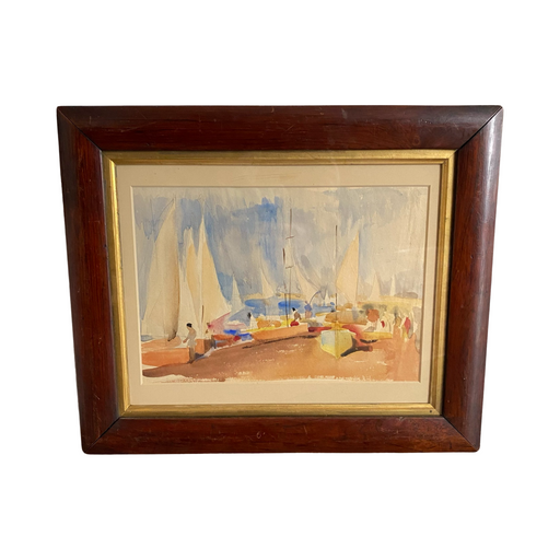 Listed British Artist Bernard Harper Wiles (1883-1966) - Framed Original Watercolor: Sailboat Regatta in England