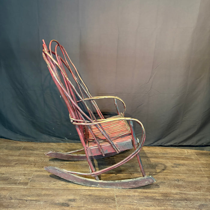 Pair Antique Rocking Chairs Adirondack Bent Twig from Maine