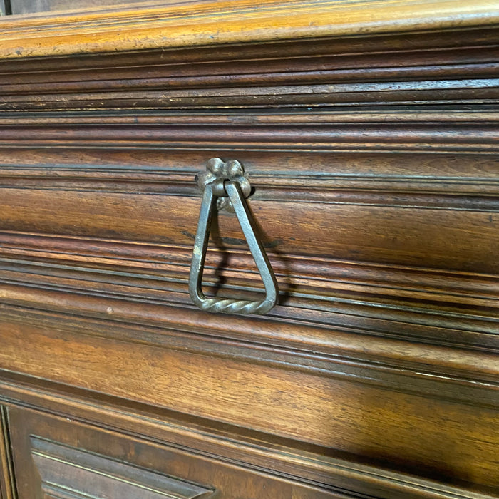 French Early 19th Century Solid Walnut Buffet a' Deux Corps Sideboard