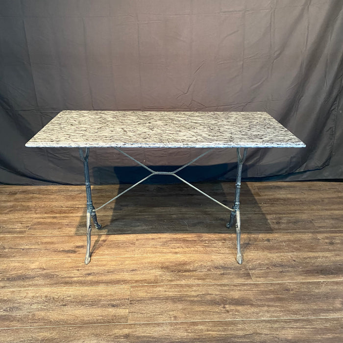 French Marble Top Café Table or Bistro Table with Cast Iron Base