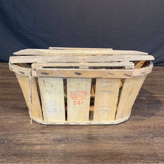 Wooden Fruit Basket with Top from France Marque Depose Mussy