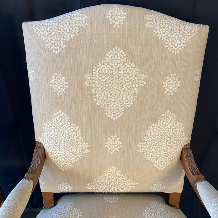 Antique French Provincial Pair of Armchairs or Fauteuils  - Elegant Louis XV Carved Walnut