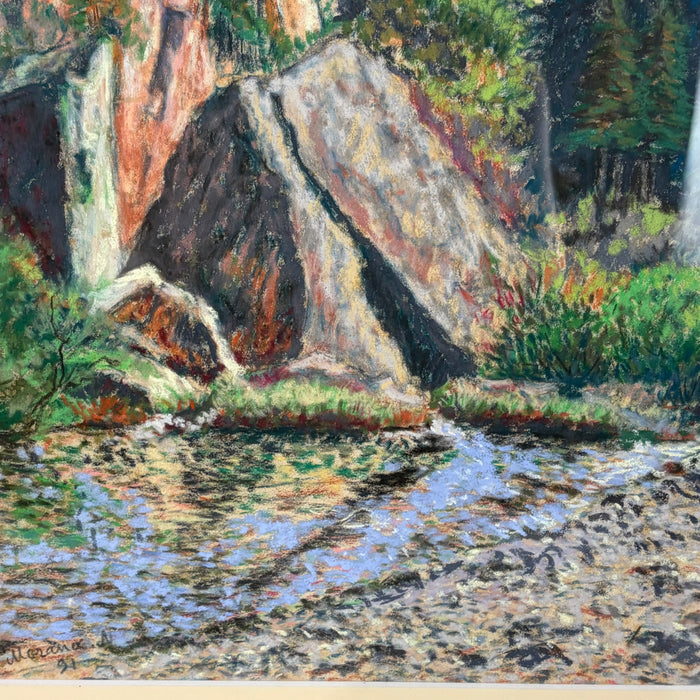 French 1991 Pastel Landscape of the Gorges du Tarn Cliffs, Signed Morano-N
