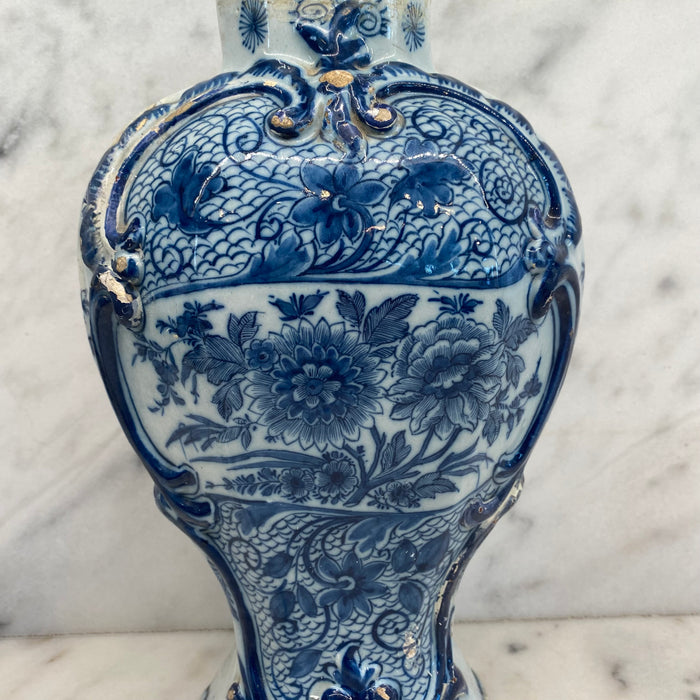 Antique Dutch Delft Blue and White Faience Vase