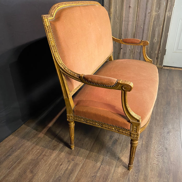 Antique French Louis XVI Sofa | Painted & Gilt Carved Canapé
