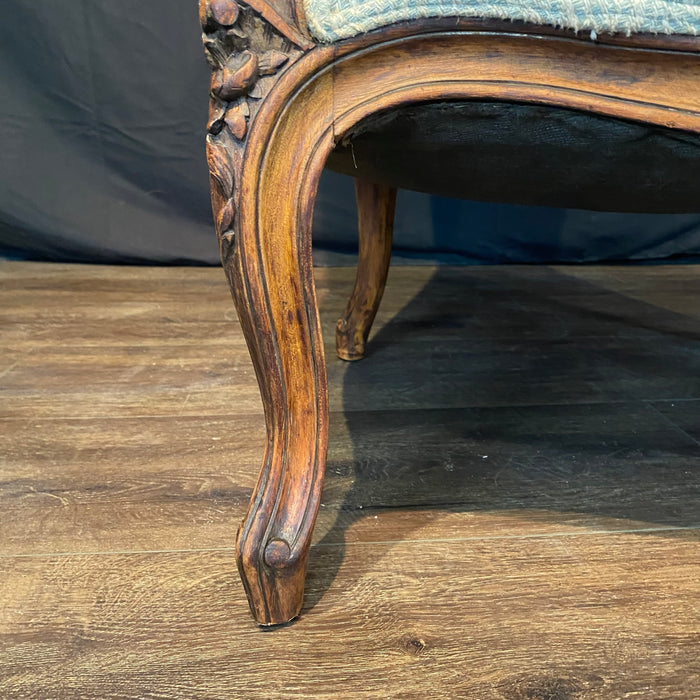 Classic French Louis XV Intricately Carved Walnut Bergere, Armchair or Wingback Chair