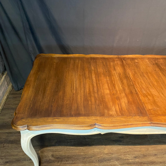 French Provincial Louis XV Style Painted Farmhouse Extendable Dining Table
