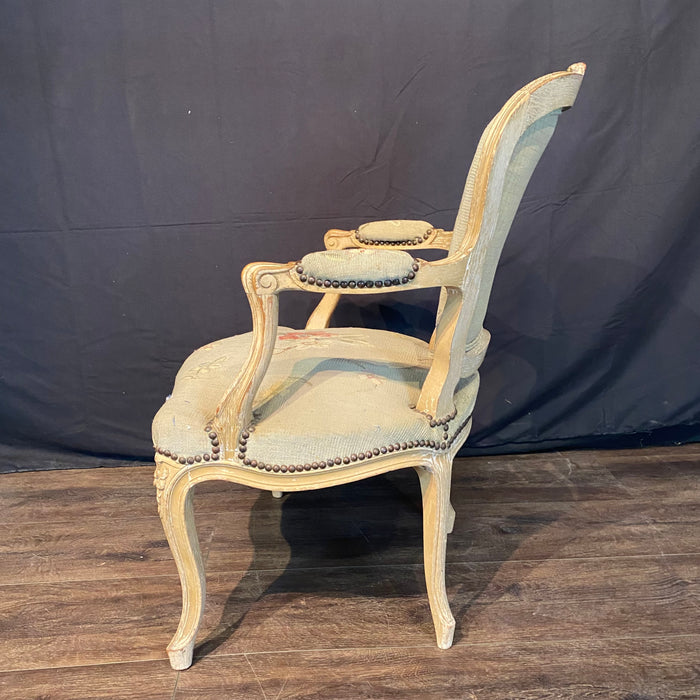 Antique French Pair of Painted Louis XV Armchairs or Fauteuils