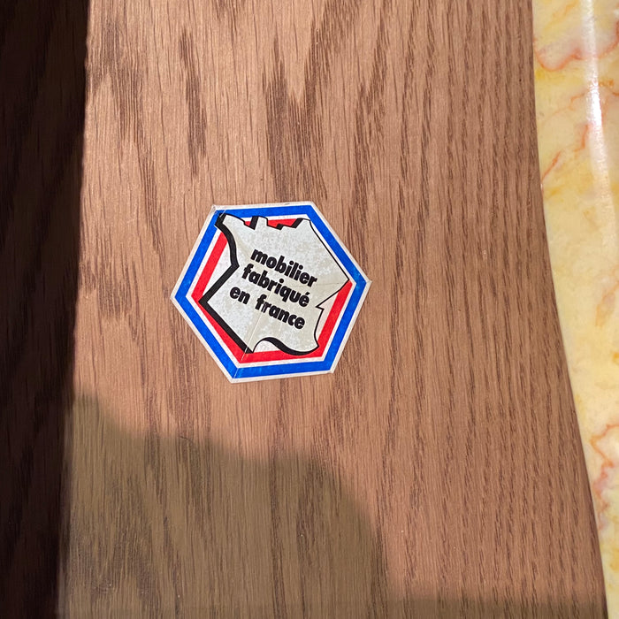 Pair French Louis XV Satinwood Nightstands with Inlaid Marquetry and Marble Tops