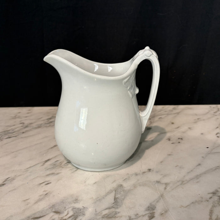 English Ironstone Pitcher by Thomas Hughes & Son with Leaf Detail
