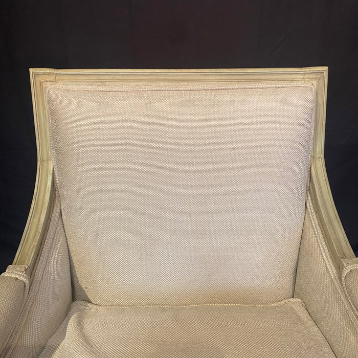 Pair of 19th Century French Louis XVI Painted Bergère Chairs or Armchairs with New Upholstery