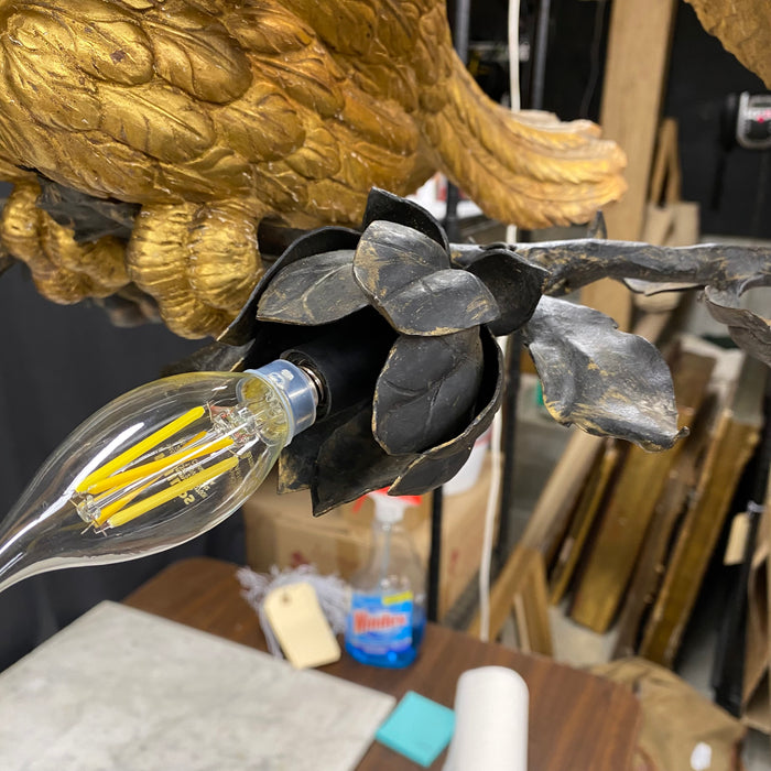 French Carved Gold Gilt Eagle Chandelier Museum Quality