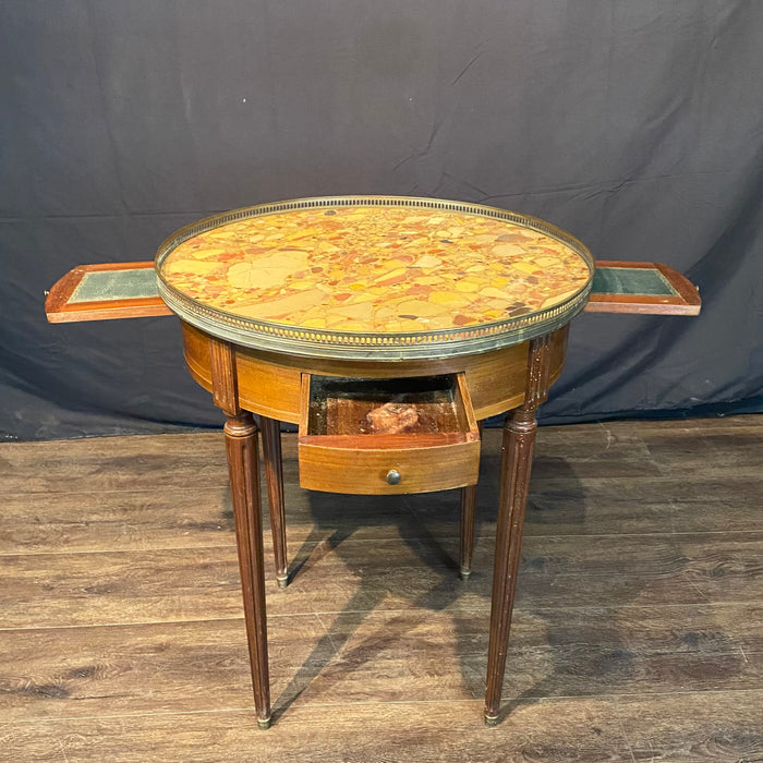 French Louis XVI Marble Top Bouillette or Games Table or Side Table