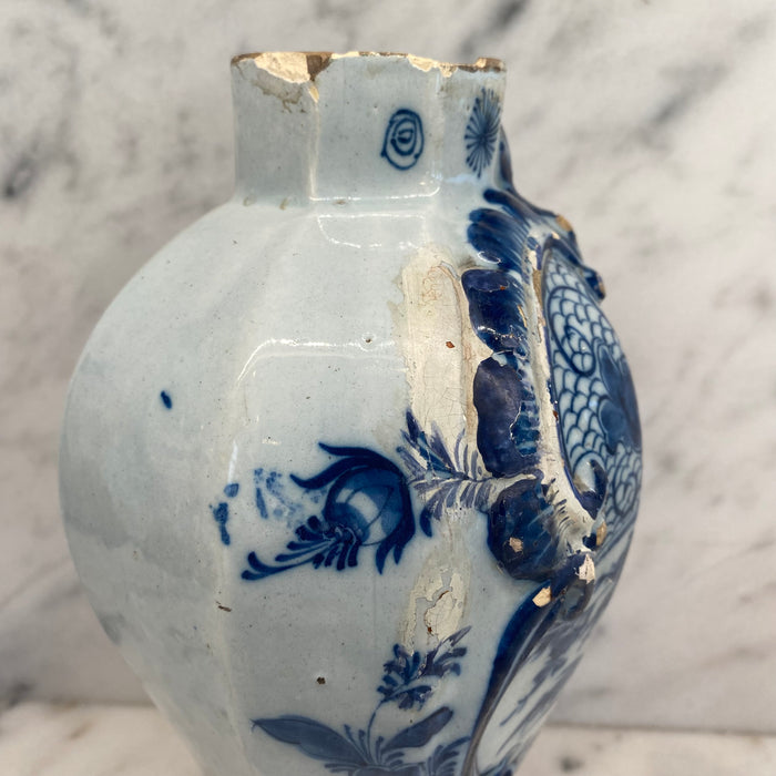 Antique Dutch Delft Blue and White Faience Vase