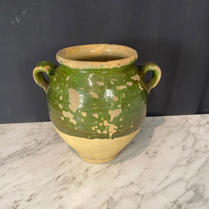 French Confit Pot with Green Glaze from the 19th Century #8857