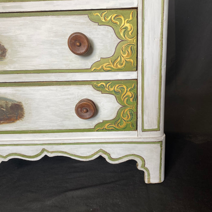 Early Classic Painted 4 Drawer Dresser or Chest of Drawers with Hand Painted Maine Scenes