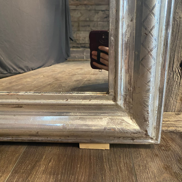 French Antique French 19th Century Silver Gilt Louis Philippe Wall Mirror