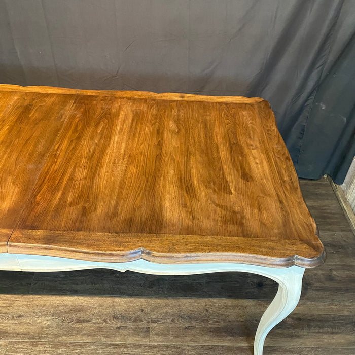 French Provincial Louis XV Style Painted Farmhouse Extendable Dining Table