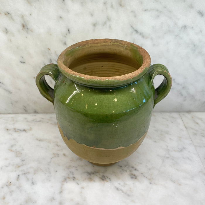 French Confit Pot with Green Glaze from the 19th Century #8883