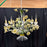 Vintage Italian Style Tole Painted Floral 6-Arm Chandelier With Rose Flowers and Leaves