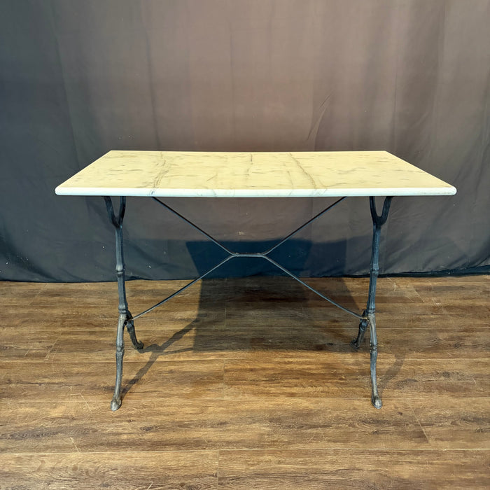 Antique French Marble Top Cafe and Bistro Table with Cast Iron Base