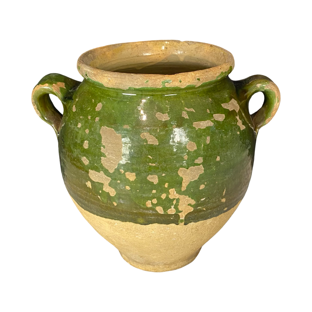 French Confit Pot with Green Glaze from the 19th Century #8857